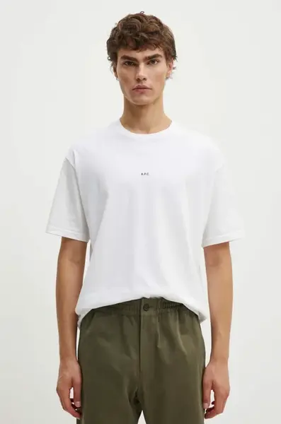 Bavlněné tričko A.P.C. t-shirt boxy micro logo GOTS