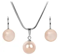 Levien Půvabná sada náhrdelníku a náušnic Pearl Peach