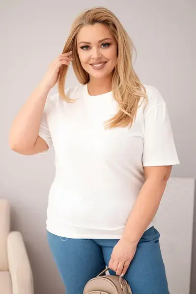 Kesi Włoski dámsky bavlnený plus-size basic top biely