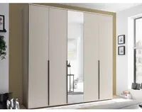 Šatní skříň se zrcadlem Kevo, 225 cm, béžová kašmír