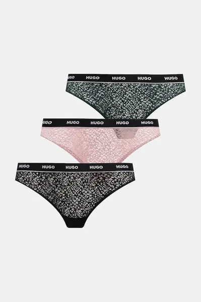 Tangá HUGO 3-pak TRIPLE THONG LACE