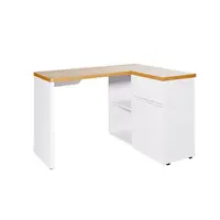 ROHOVÝ PSACÍ STŮL, bílá, barvy dubu, 117/90/76,2 cm