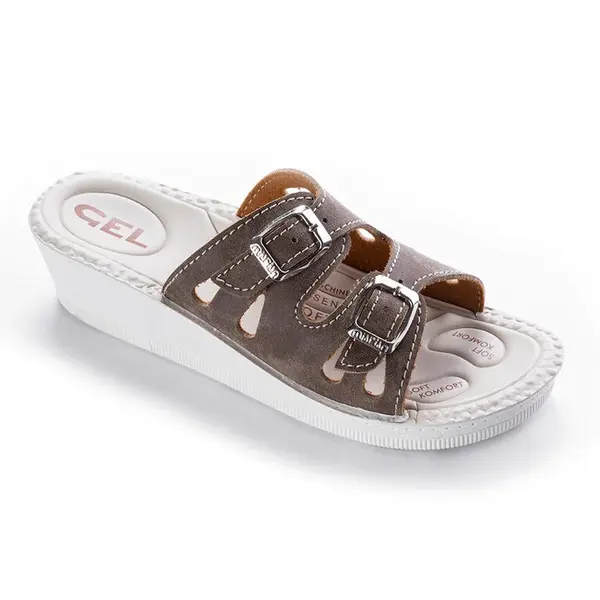 Dámské anatomické pantofle na klínku hnědé vel. 37