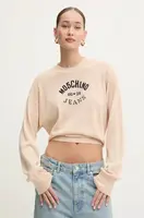Vlněný svetr Moschino Jeans dámský, béžová barva, lehký, J0931 8700