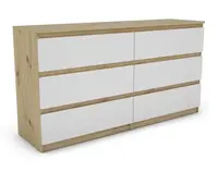 Široká komoda Carlos, dub artisan/biela, 150 cm%