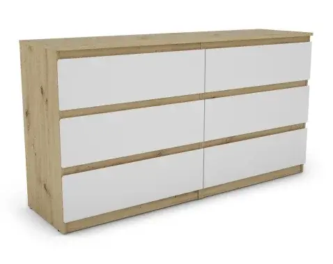 Široká komoda Carlos, dub artisan/biela, 150 cm%