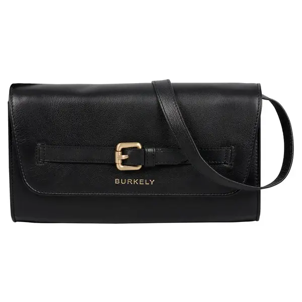 Dámská crossbody kožená kabelka Burkely Clutch - černá