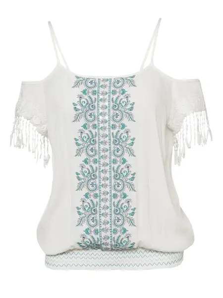 KOROSHI Top  modrá / zelená / biela