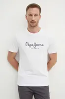 Bavlněné tričko Pepe Jeans ABEL bílá barva, s potiskem, PM509428