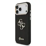 Zadní kryt Guess PU Fixed Glitter 4G Metal Frame pro Apple iPhone 17 Pro Max, černá