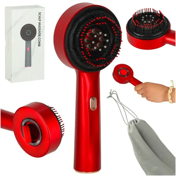 Masážna kefa na hlavu s infra ohrevom a zásobníkom na séra, USB