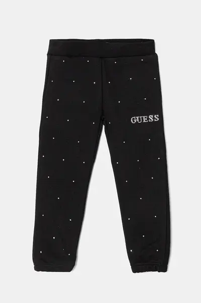 Dětské tepláky Guess černá barva, s aplikací, J5RQ13 KCLJ0