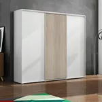 Šatní skříň Ska A24 XL Economy Barva korpusu: Bílá, Rozměry: 250 cm, Dveře: Dub Sonoma – Bílý mat