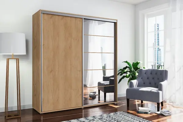 Šatní skříň Ska A21 Barva korpusu: Dub - Craft zlatý, Rozměry: 150 cm, Dveře: Dub - Craft zlatý