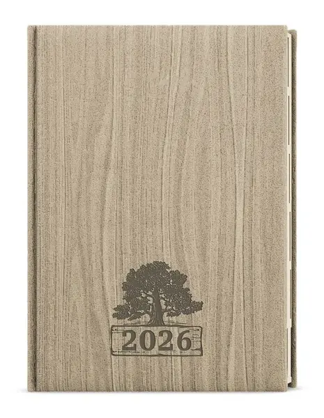 Denní diář 2026 Ctirad s výsekem Wood A5 světle hnědá
