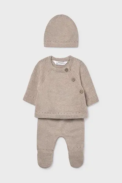 Dětská bavlněná souprava Mayoral Newborn béžová barva, 9981