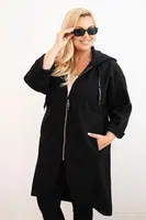 Kesi Włoski Elegantný dámsky kabát Plus Size s golierom a veľkými vreckami fango