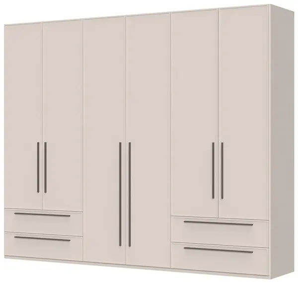 Šestidveřová šatní skříň se zásuvkami ii baptiste - béžová