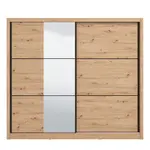 2d šatní skříň s posuvnými dveřmi a zrcadlem 245 debby - dub artisan