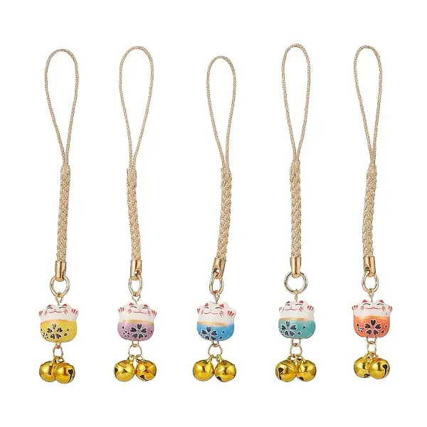 Handmade Porcelain Lucky Cat Mobile Straps