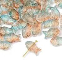 50Pcs Transparent Spray Painted Glass Beads