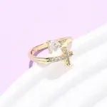 Brass Micro Pave Cubic Zirconia Cuff Rings for Women