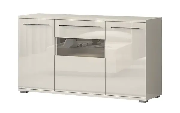 Komoda s prosklením a osvětlením tiana - béžová