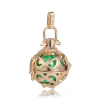 Golden Plated Brass Hollow Round Cage Pendants
