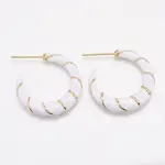Brass Enamel Half Hoop Earrings