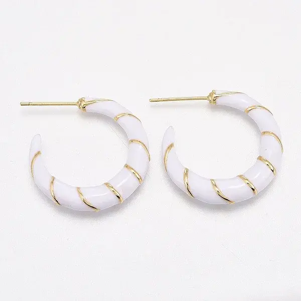 Brass Enamel Half Hoop Earrings