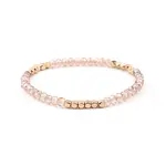 Gold-tone Miyuki Elastic Crystal Beaded Bracelet with Acrylic Tube Beads