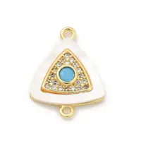 Brass Micro Pave Clear Cubic Zirconia & Shell Connector Charms