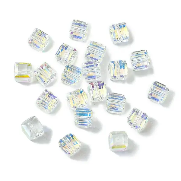 100Pcs Transparent Electroplate Glass Beads