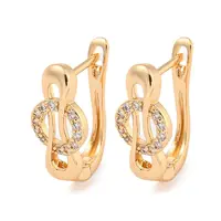 Brass Micro Pave Clear Cubic Zirconia Hoop Earrings