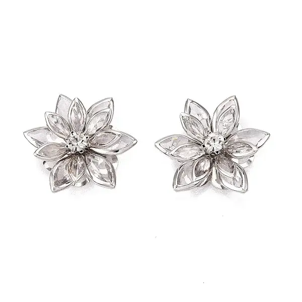 Acrylic Rhinestone Flower Flat Back Cabochons