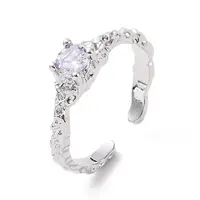 Cubic Zirconia Open Cuff Ring