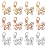 12Pcs 3 Colors Brass Micro Pave Cubic Zirconia Charms