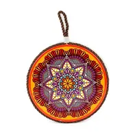 Flat Round with Mandala Pattern Ceramic & Cork Cup Coaster