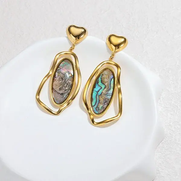 304 Stainless Steel Nuggets Dangle Stud Earrings