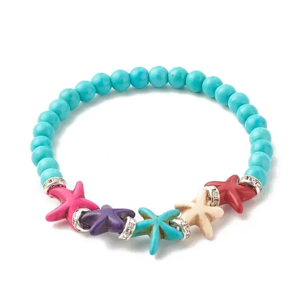 Synthetic Turquoise(Dyed) Starfish Stretch Bracelet