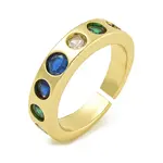 Brass Cubic Zirconia Open Cuff Rings for Women