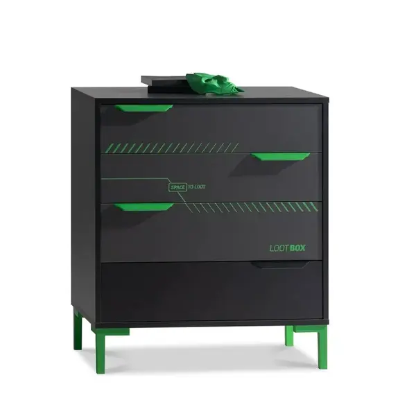 Zásuvková komoda diego - černá, zelená