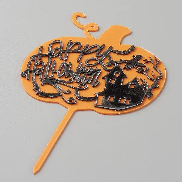 Acrylic Pumpkin Halloween Word Cake Insert Card Decoration