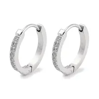 304 Stainless Steel Micro Pave Clear Cubic Zirconia Huggie Hoop Earrings