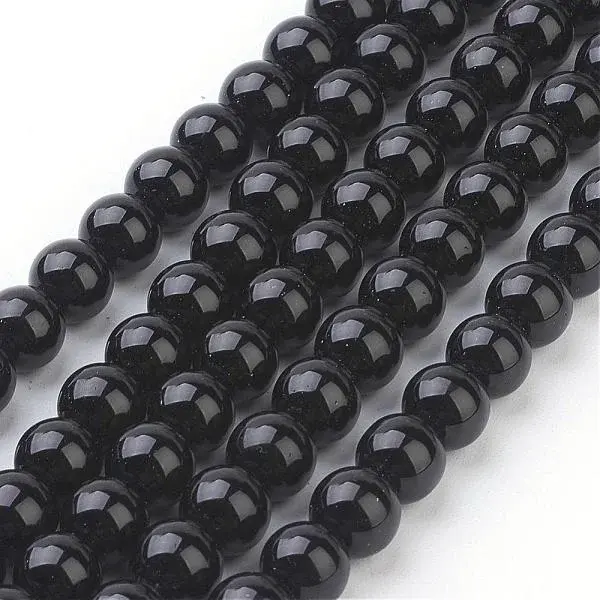 Synthetic Black Stone Beads Strands