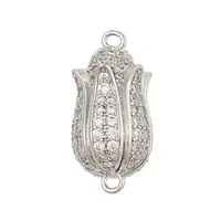 Brass Micro Pave Clear Cubic Zirconia Magnetic Clasps