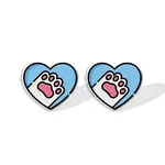 Acrylic Heart with Footprint Stud Earrings for Women