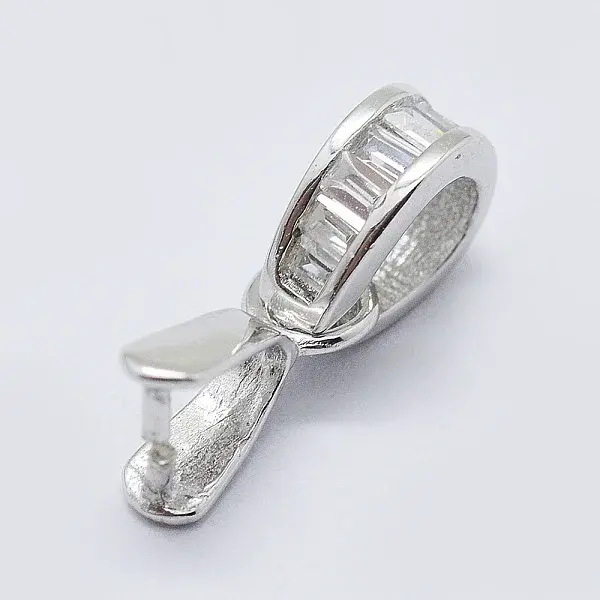 Anti-Tarnish Rhodium Plated 925 Sterling Silver Cubic Zirconia Pendant Bails