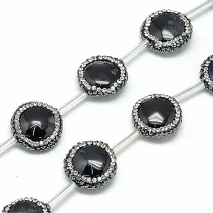 Natural Black Onyx Rhinestone Beads