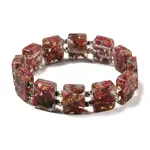 Dyed Natural Imperial Jasper with Resin Beaded Stretch Bracelets